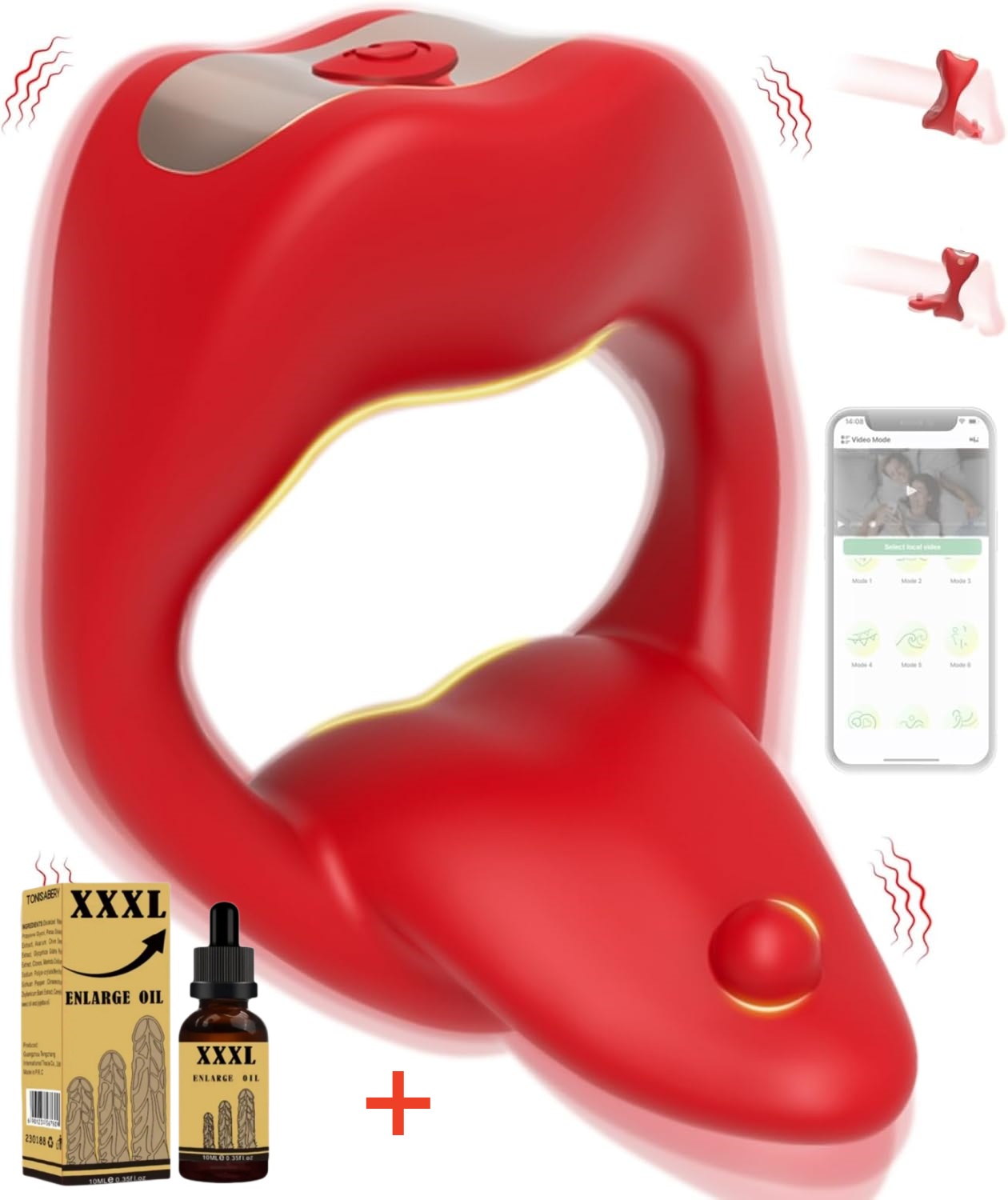 💥App Remote Control Tongue-licking & Vibrating Penis Ring