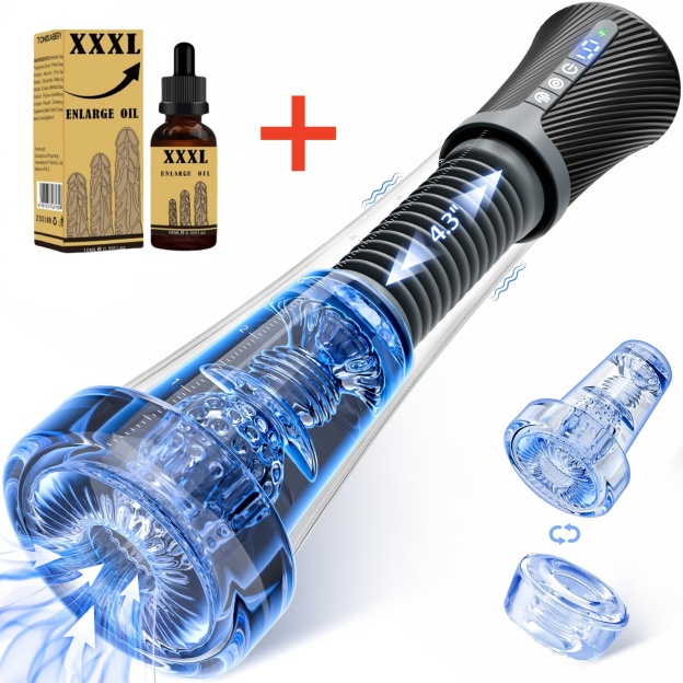 😍2025 Penisvergrößerungspumpe 💪– 💥Dreifache Stimulation durch Saugen, Vibration und Elastizität!💦