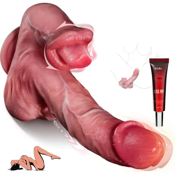 🔥2026 Upgraded Automatic Thrusting Dildo with 360° Tongue-Style Stimulation — 👅FlexMouth™