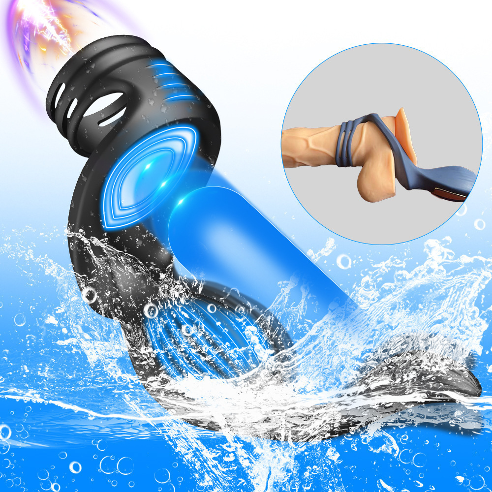 Adjustable Men's Delay Penis Vibration Ring & Butt Plug Stimulator