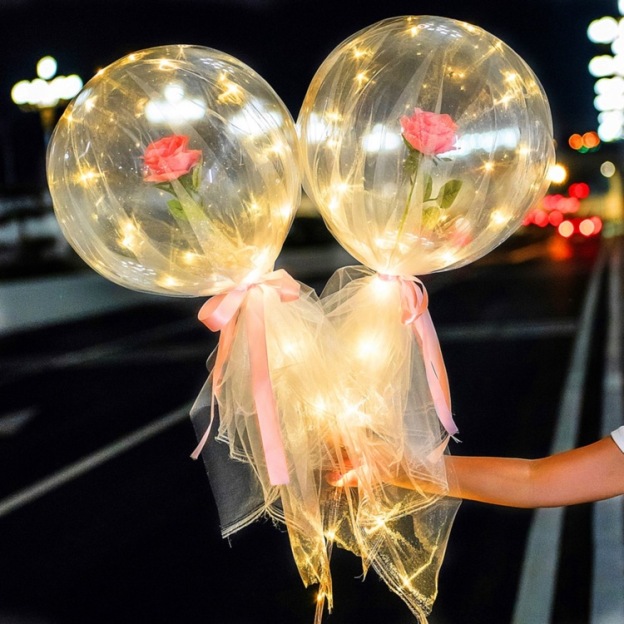Valentine's Day Hot Sale💕LED Luminous Balloon Rose Bouquet