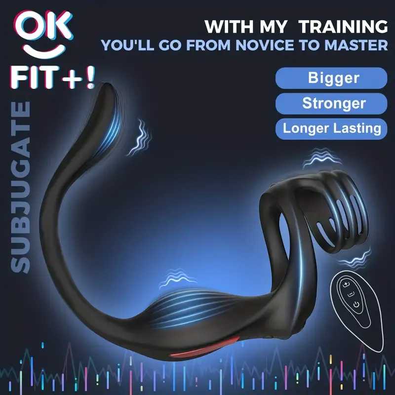 Adjustable Men's Delay Penis Vibration Ring & Butt Plug Stimulator