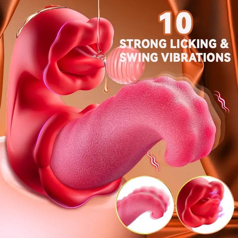 😍2024 Most Popular Adult Sex Toys for Women - 4 in 1 Tongue Thrust Vibrator Dildo