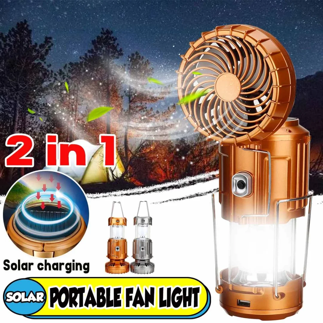6 in 1 Portable Outdoor LED Camping Lantern With Fan