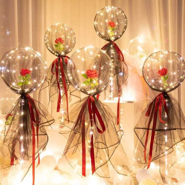 Valentine's Day Hot Sale💕LED Luminous Balloon Rose Bouquet