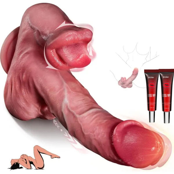 🔥2026 Upgraded Automatic Thrusting Dildo with 360° Tongue-Style Stimulation — 👅FlexMouth™