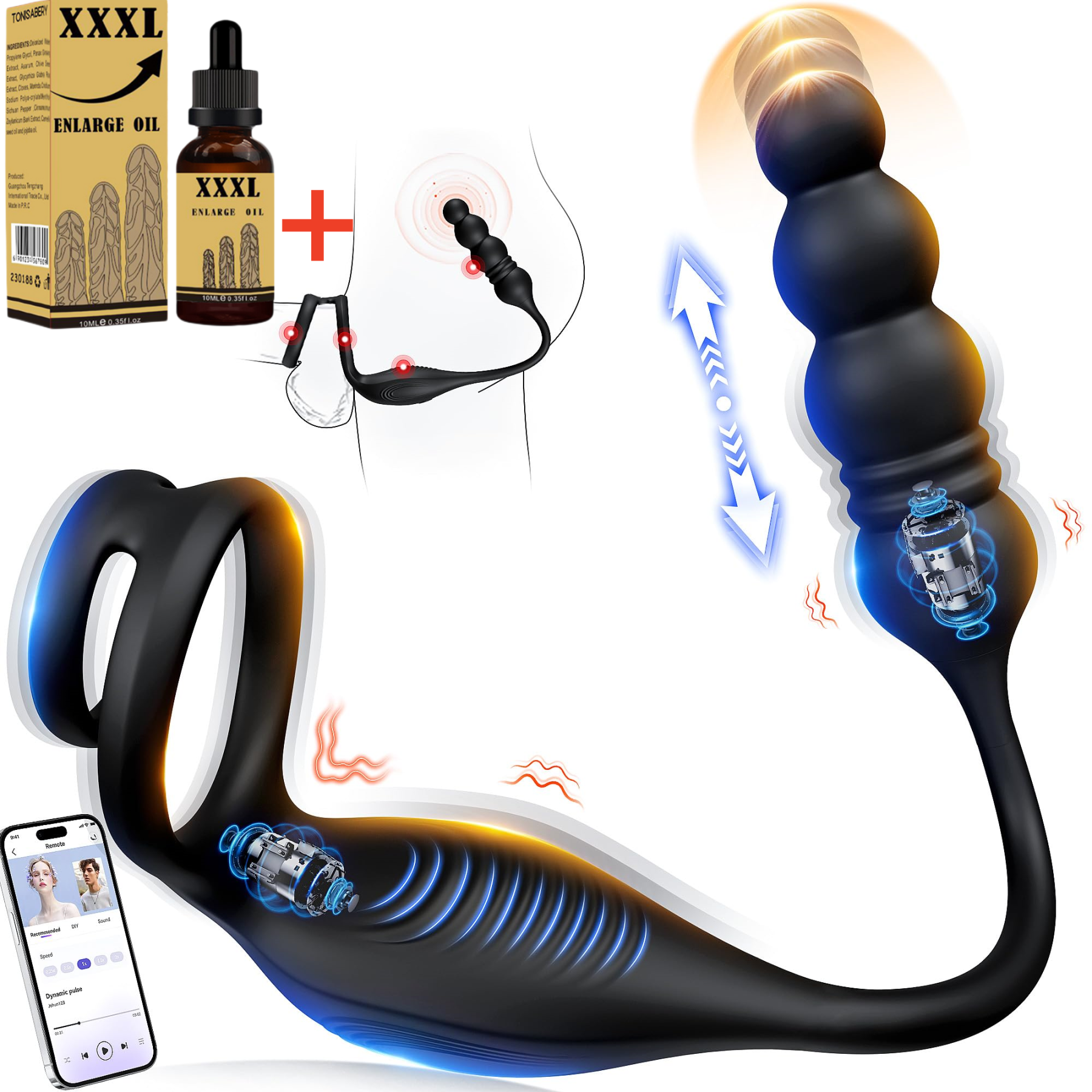🏆2025 Hot Selling Product - 😍Thrust Vibration Prostate Massager with Cock Ring