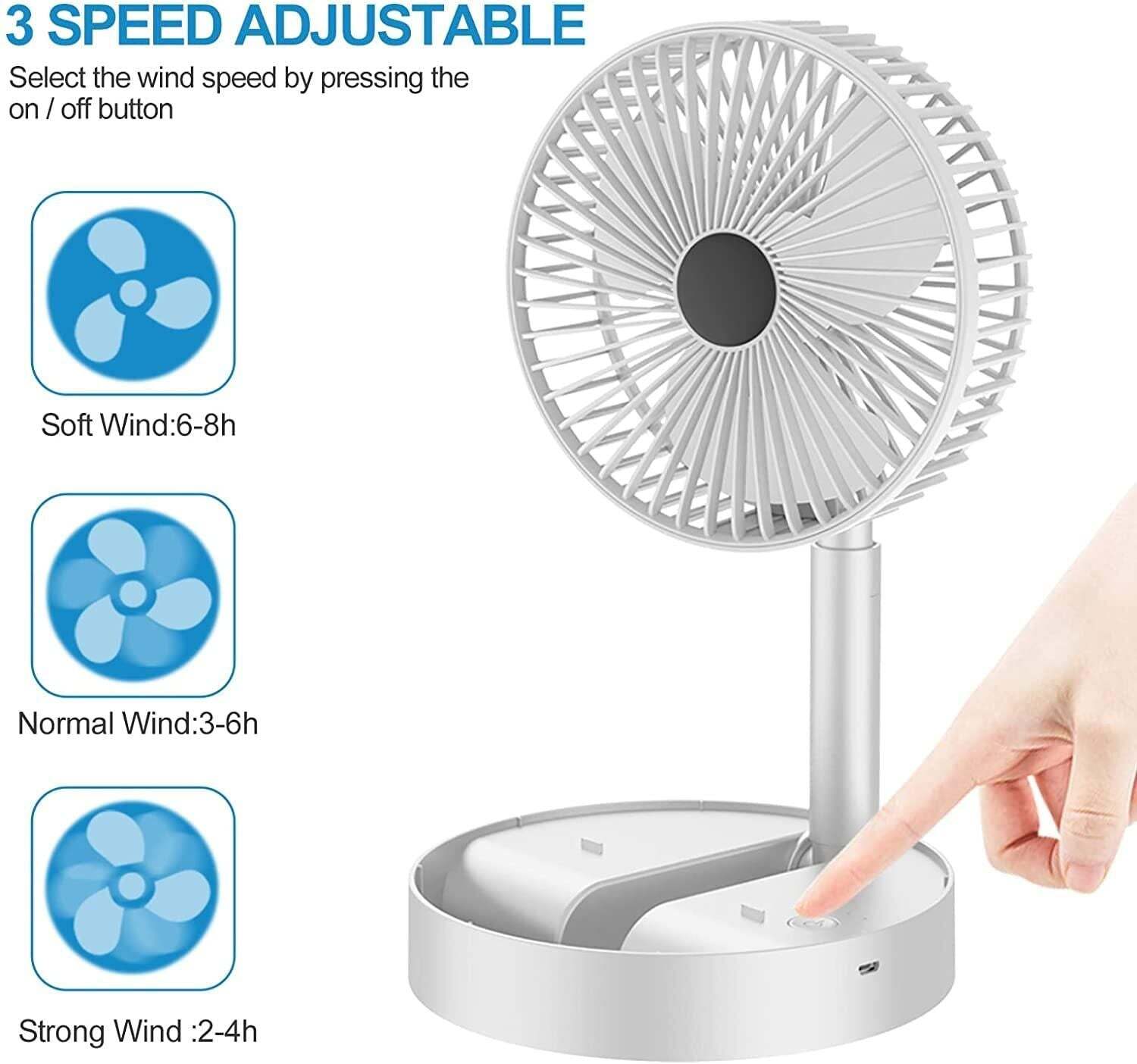 NEW RECHARGEABLE USB FOLDING FAN 3 Blade Table Fan ( Pack of 1) 1