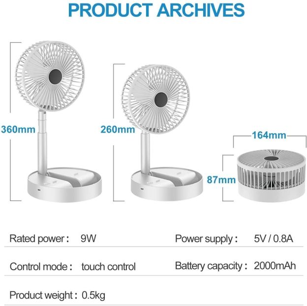 NEW RECHARGEABLE USB FOLDING FAN 3 Blade Table Fan ( Pack of 1) 1