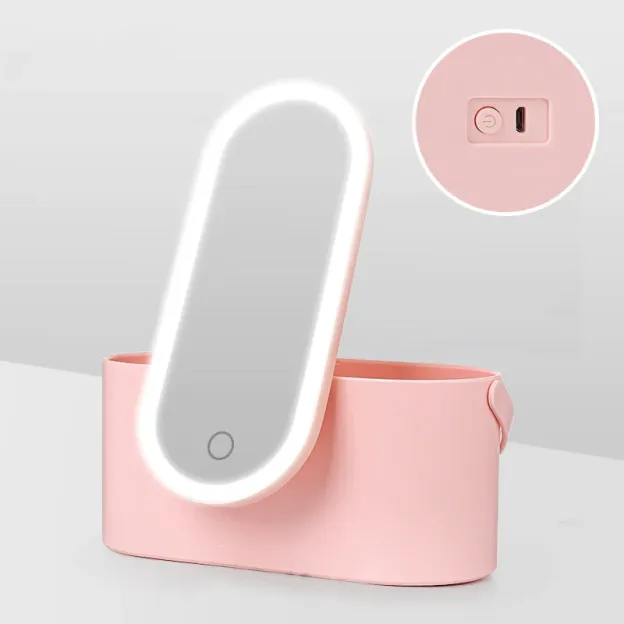 🔥hot selling for a limited time🔥Portable LED Cosmetic Mirror Organizer with Storage