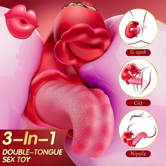 😍2024 Most Popular Adult Sex Toys for Women - 4 in 1 Tongue Thrust Vibrator Dildo