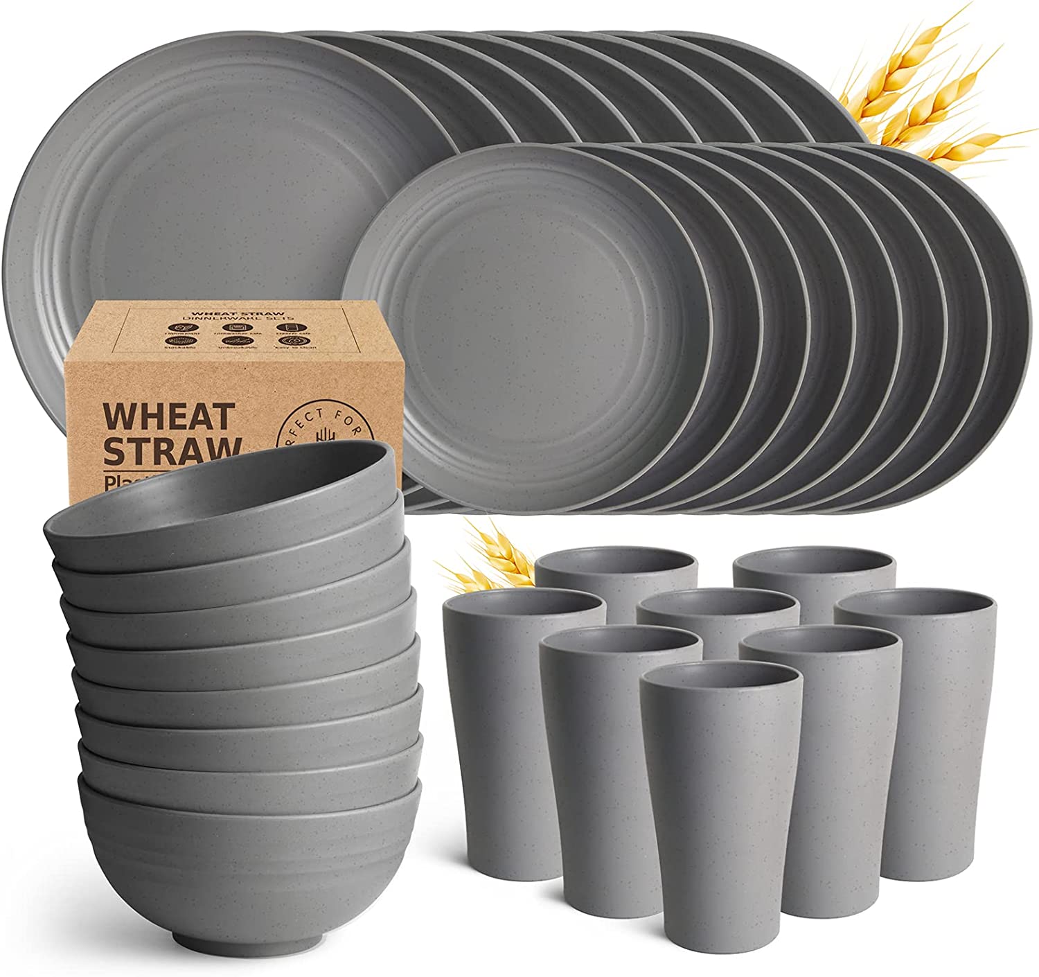 Grow Forward Premium Wheat Straw Dinnerware Sets - 8 Piece Unbreakable –  SHANULKA Home Decor