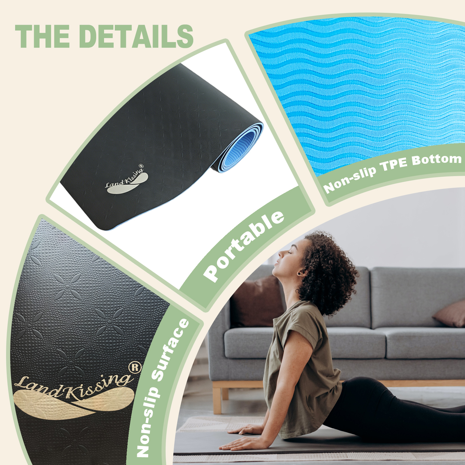 LandKissing® Grounding Yoga Mat 71"x24" 