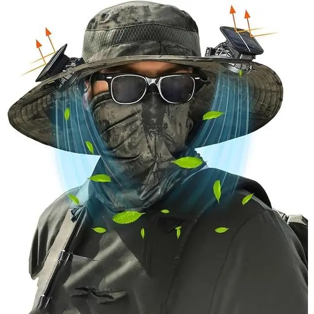 2025 New Wide Brim Solar Fan Outdoor Fishing Hat-Solar & USB Charging[BUY 2 FREE SHIPPING]