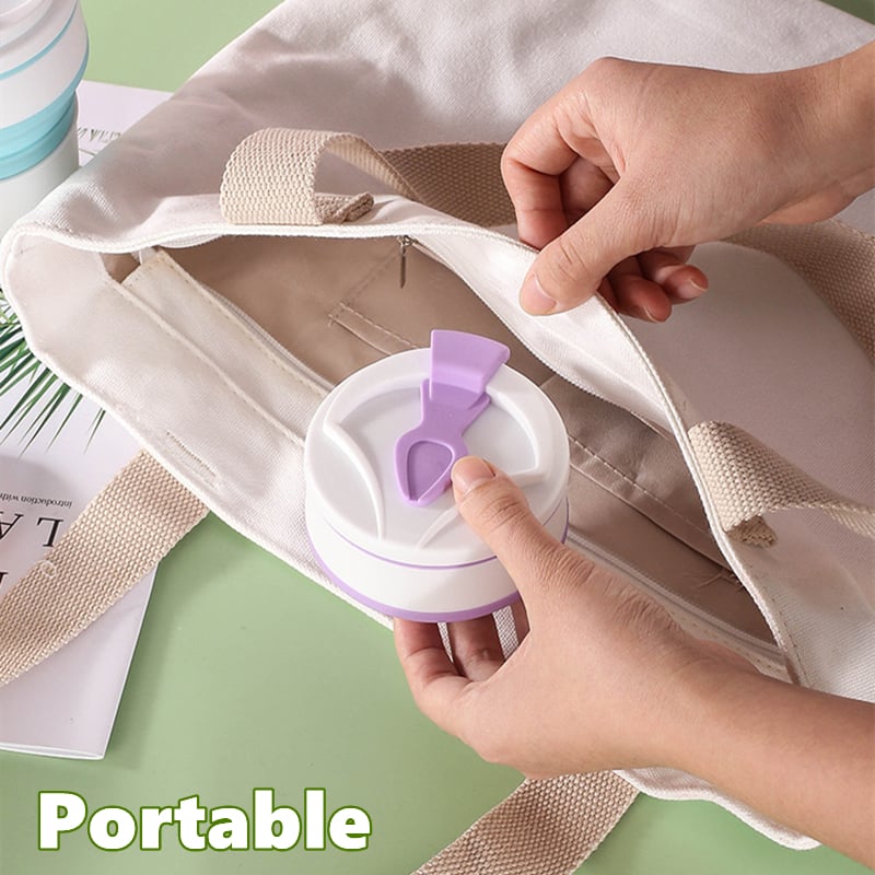 Collapsible To-Go Pocket Size Silicone Bottle for Hot and Cold Drinks - Microwave & Dishwasher Safe
