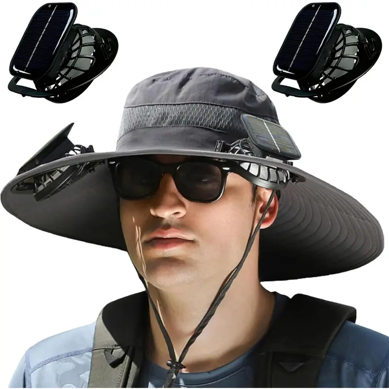 2025 New Wide Brim Solar Fan Outdoor Fishing Hat-Solar & USB Charging[BUY 2 FREE SHIPPING]