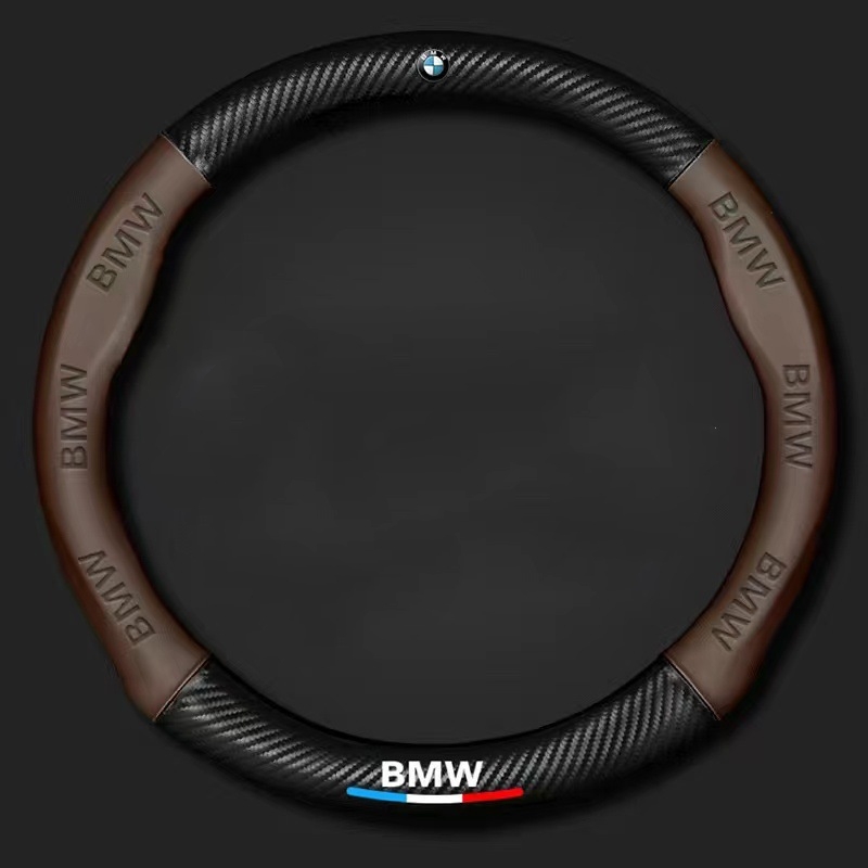 [Wytłaczane logo samochodu 3D] Pokrowiec na kierownicę z włókna węglowego, uniwersalny na każdą porę roku, chłonny i antypoślizgowy, pokrowce na klamki do różnych modeli