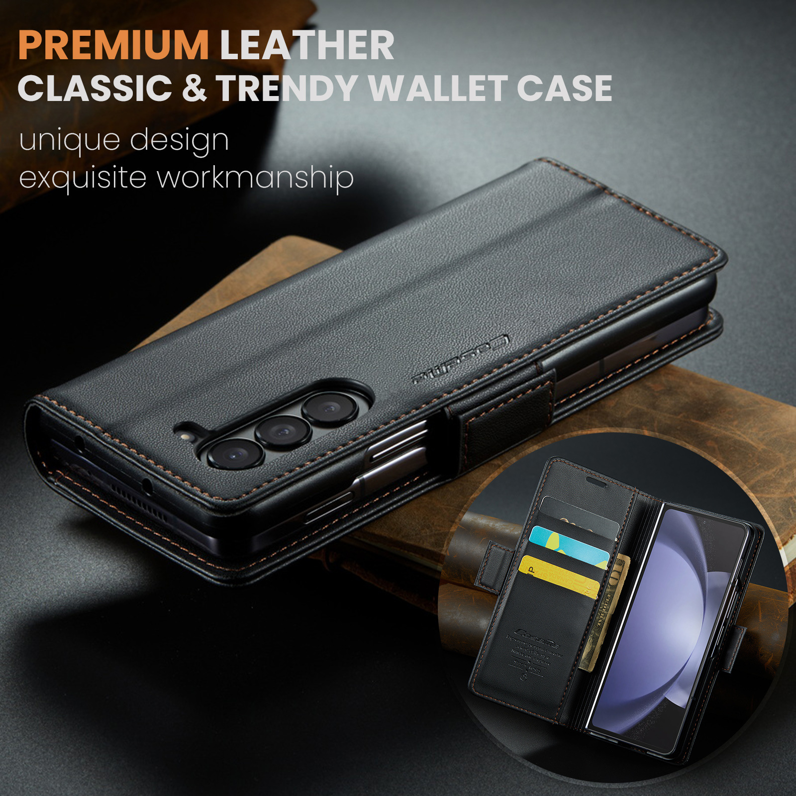 Szczotka antykradzieżowa do Samsung'a Wielofunkcyjne etui z klapką ze skóry na telefon komórkowy