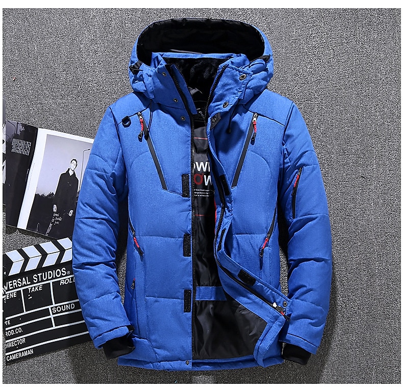 Men's Hiking Puffer Down Jacket Hoodie Jacket Ski Jacket Winter Outdoor Thermal Warm Windproof Lightweight Breathable Winter Jacket Trench Coat Top Cotton Camping Hunting Snowboard Black Blue Orange 2023 - US $71.99 &ndash;P11