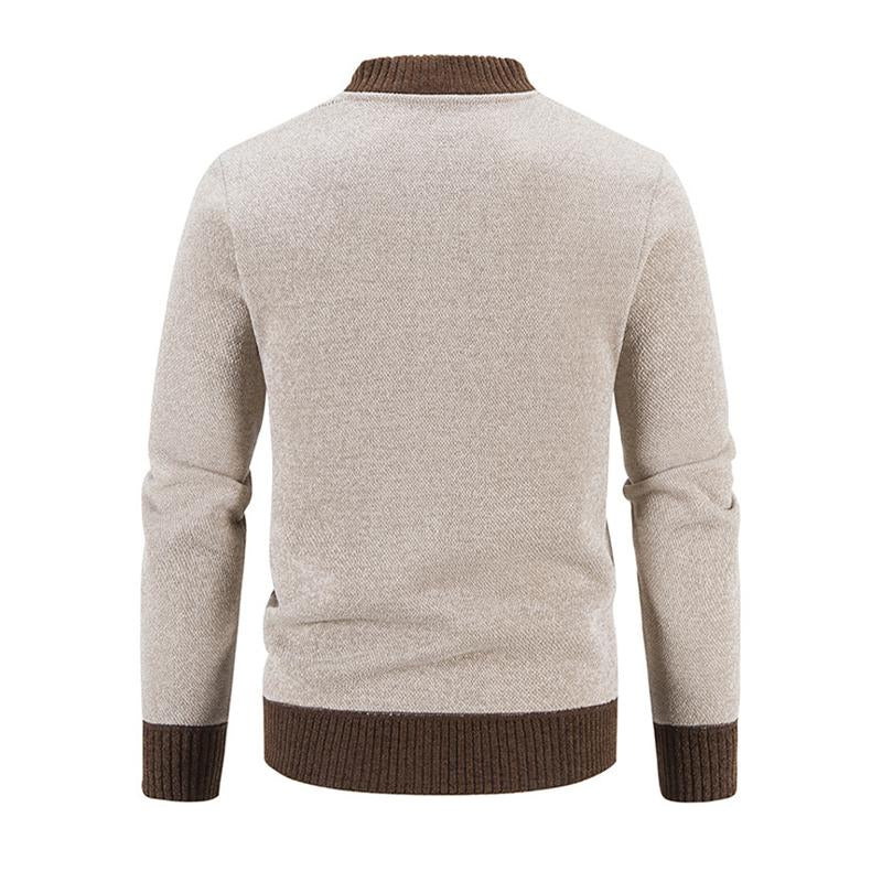 Muški topli kardigan s izvezenim stojećim ovratnikom u retro boji
