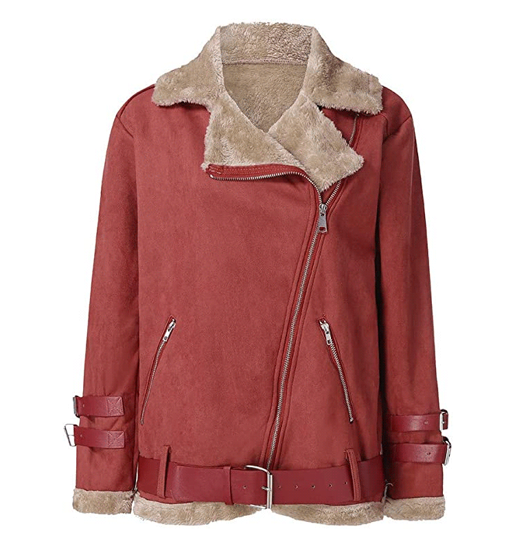 Dámska semišová bunda s chlopňou