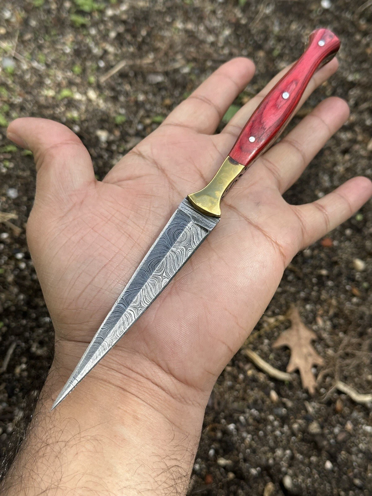 ręcznie robiony sztylet myśliwski ze stali damasceńskiej, nóż ze stałym ostrzem, nóż do butów, dwustronny EDC