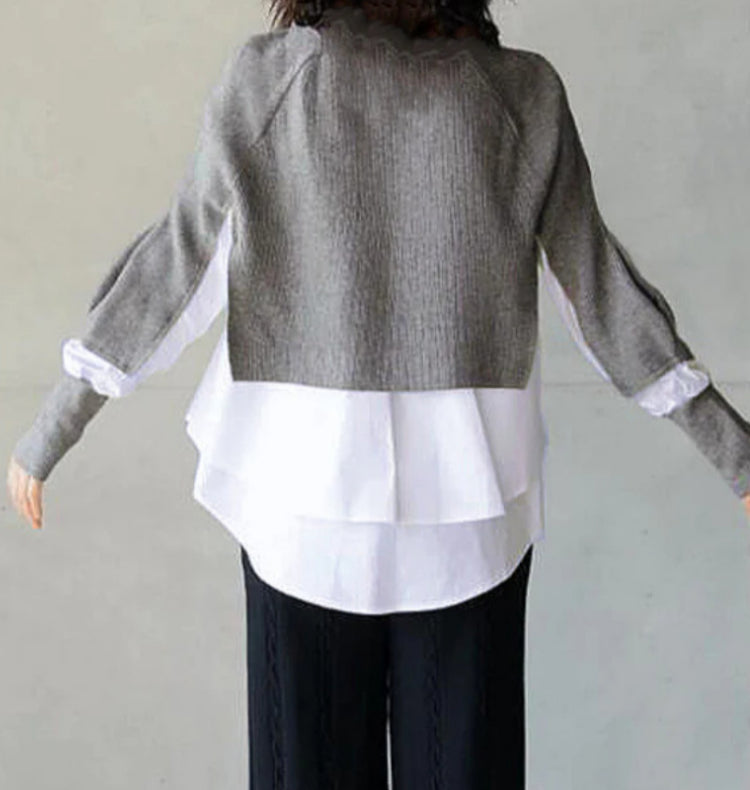 Nova pletena košulja dugih rukava s okruglim izrezom