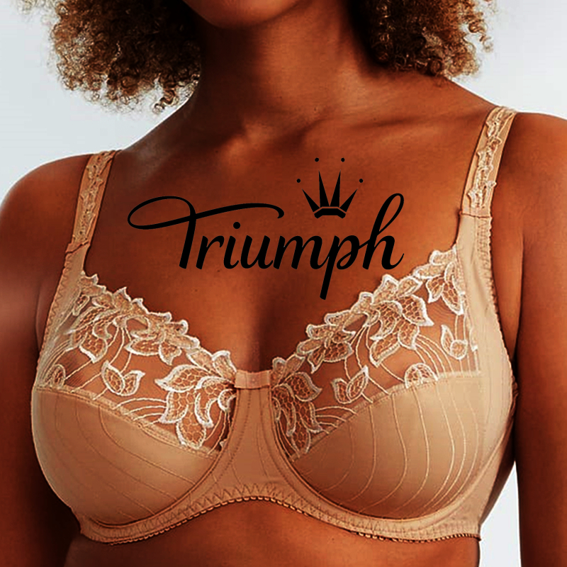 Triumph®👑3 sztuki ✨✨70% zniżki💝Wygodny biustonosz koronkowy z haftowanymi kwiatami w dużych rozmiarach [65A-120H]