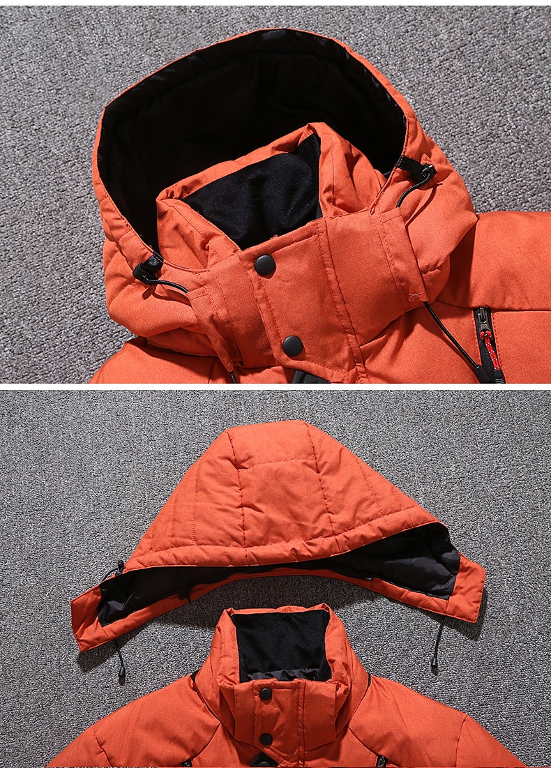 Men's Hiking Puffer Down Jacket Hoodie Jacket Ski Jacket Winter Outdoor Thermal Warm Windproof Lightweight Breathable Winter Jacket Trench Coat Top Cotton Camping Hunting Snowboard Black Blue Orange 2023 - US $71.99 &ndash;P4