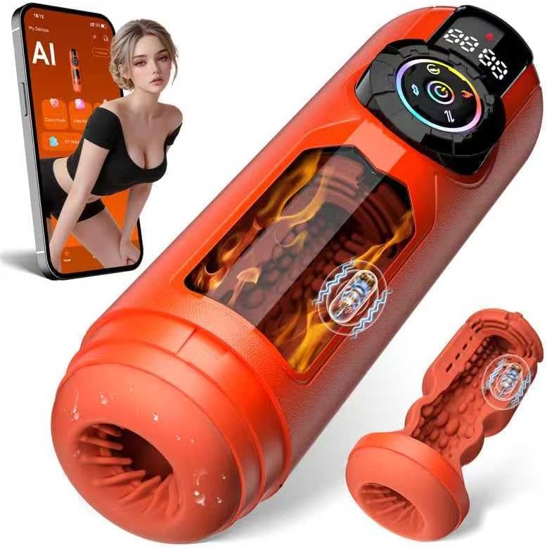 2026 Upgrade 5 in 1 Male Sex Toys for Men, AI Interaction APP Control with 9 Vibrating & Licking & Thrusting & Suck Modes, Adult Sex Toy Pocket Pussy S&M Floggers
