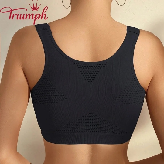 Triumph - Grudnjak s okruglim izrezom i vezanjem sprijeda, jednobojni 【75A-110E】