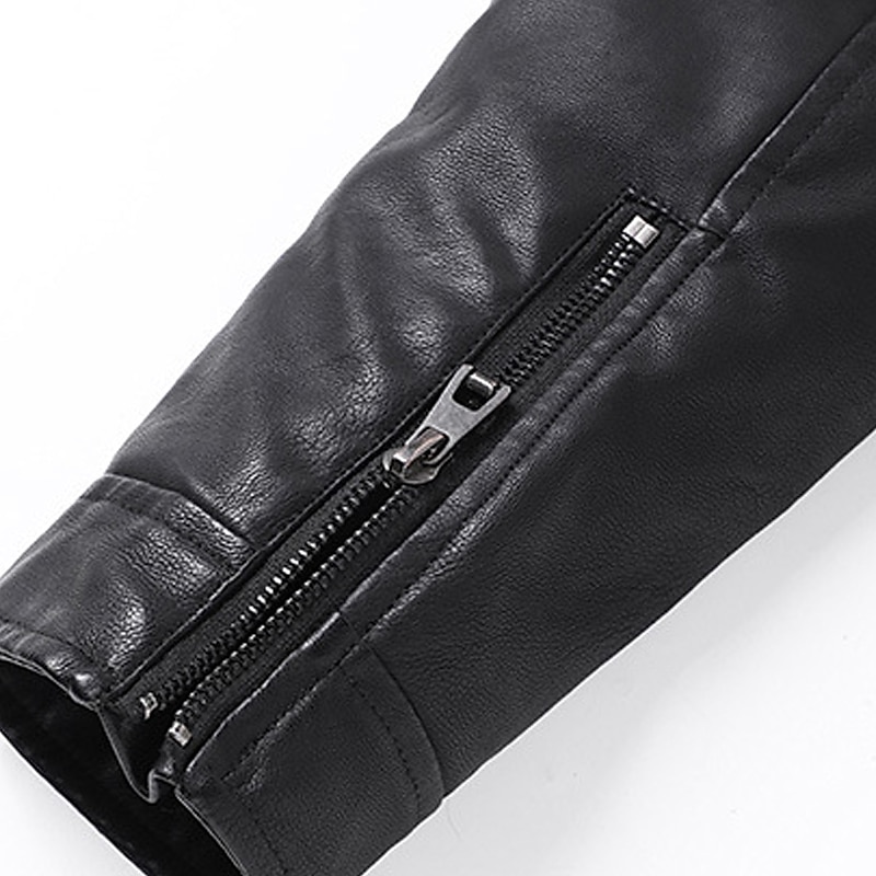 Men's Leather Jacket Motorcycle Jacket Outdoor Daily Wear Warm Zipper Pocket Fall Winter Plain Fashion Streetwear Lapel Regular Black Yellow Gray Jacket 2023 - US $43.49 &ndash;P6
