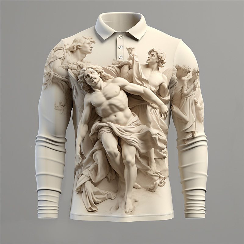 Totem retro muški 3D print dugih rukava na rever