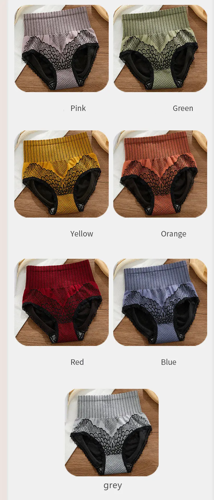 [Zestaw 7 sztuk] Oddychających majtek damskich, dół grafenowy, wysoki dół