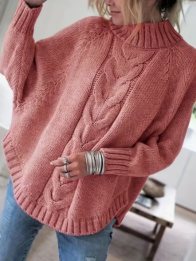 Ženski pleteni džemper s ovratnikom, moderan i ležeran, mekani dugi rukavi