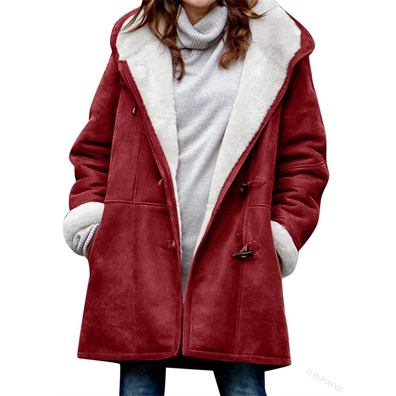 Women's Winter Fleece Hoodie Jacket Suede Fall Sherpa Jacket Maillard Casual Winter Teddy Coat Thermal Warm Windproof Shearling Jacket Comtemporary Contemporary Long Sleeve Brown Black 2023 - US $35.99 &ndash;P7
