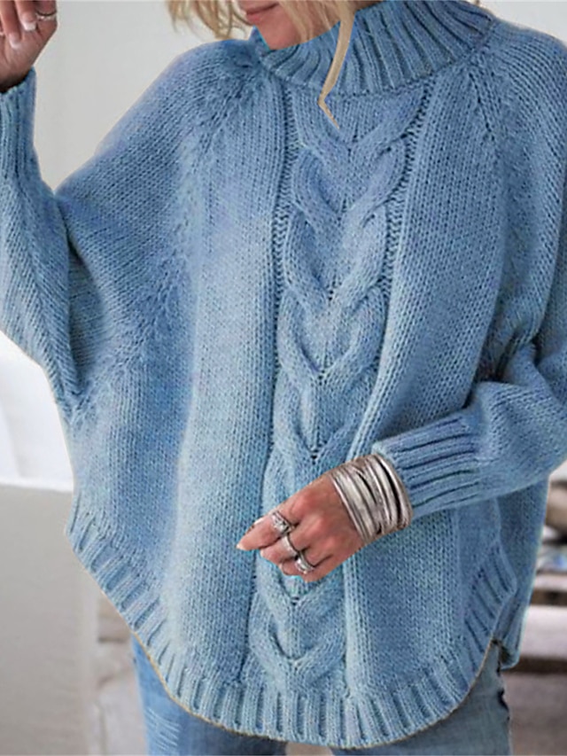 Ženski pleteni džemper s ovratnikom, moderan i ležeran, mekani dugi rukavi