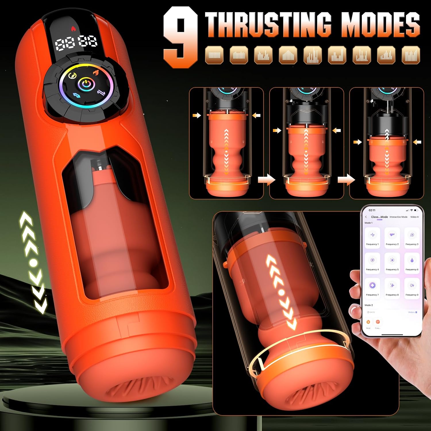2026 Upgrade 5 in 1 Male Sex Toys for Men, AI Interaction APP Control with 9 Vibrating & Licking & Thrusting & Suck Modes, Adult Sex Toy Pocket Pussy S&M Floggers