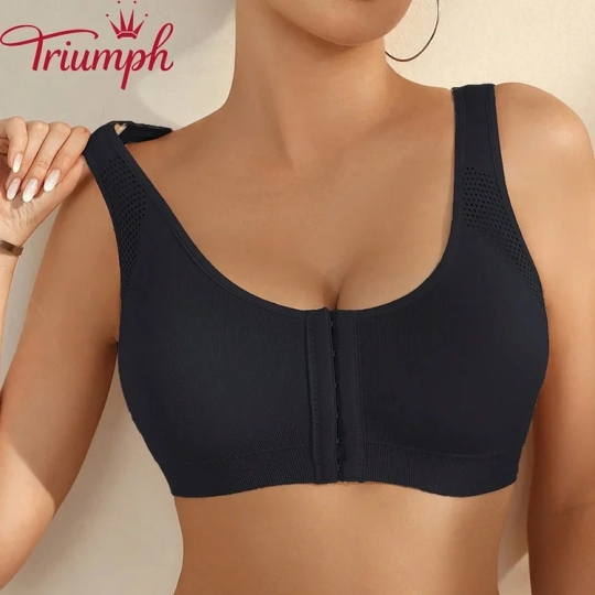 Triumph - Grudnjak s okruglim izrezom i vezanjem sprijeda, jednobojni 【75A-110E】