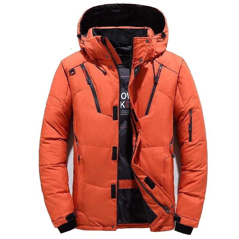 Men's Hiking Puffer Down Jacket Hoodie Jacket Ski Jacket Winter Outdoor Thermal Warm Windproof Lightweight Breathable Winter Jacket Trench Coat Top Cotton Camping Hunting Snowboard Black Blue Orange 2023 - US $71.99 &ndash;P1