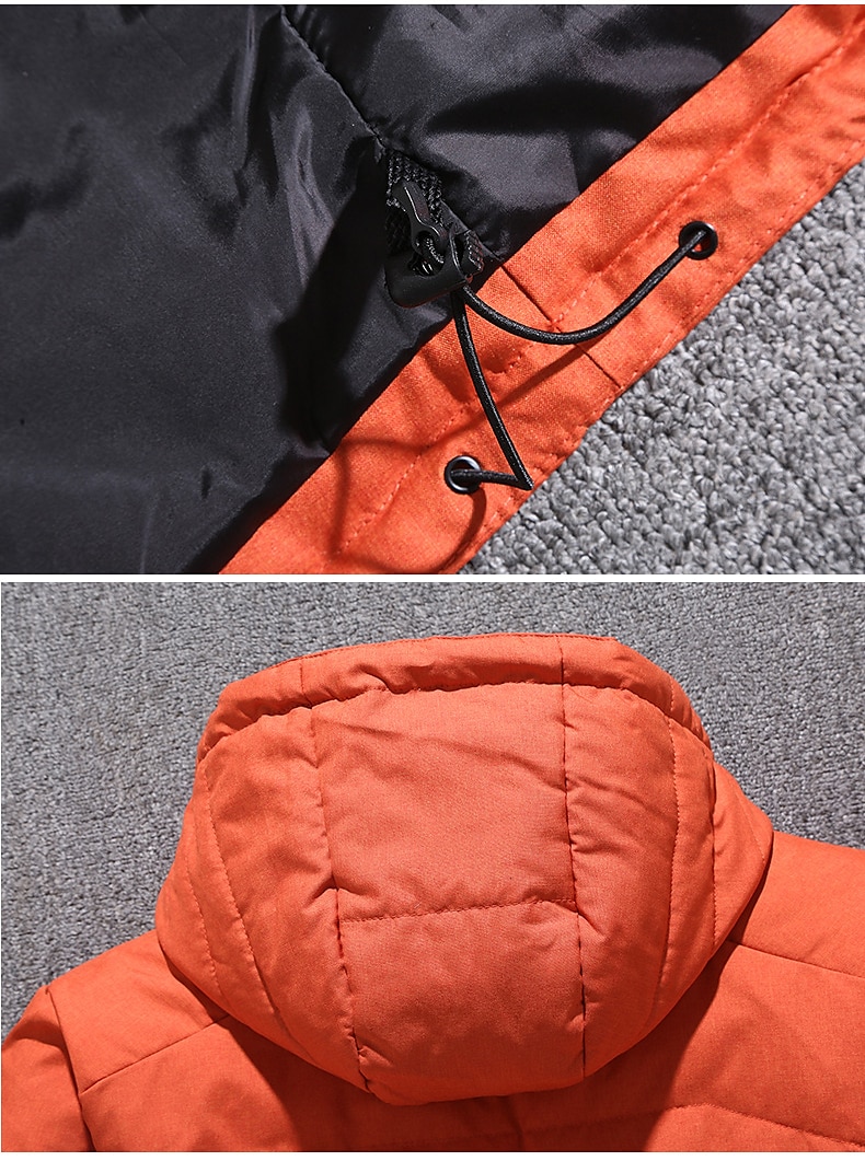 Men's Hiking Puffer Down Jacket Hoodie Jacket Ski Jacket Winter Outdoor Thermal Warm Windproof Lightweight Breathable Winter Jacket Trench Coat Top Cotton Camping Hunting Snowboard Black Blue Orange 2023 - US $71.99 &ndash;P8