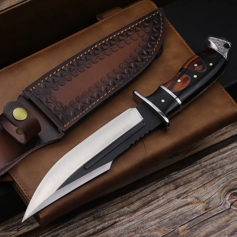 Handmade Hunting Knife 7.1 Inches Fixed Blade Tactical knife Configure leather scabbard, Camping, survival Slicing,