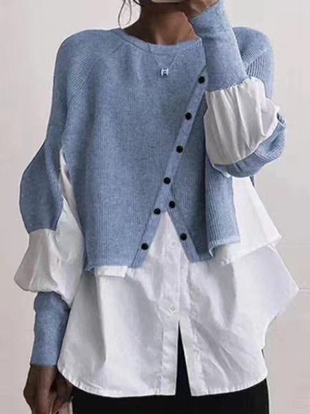 Nova pletena košulja dugih rukava s okruglim izrezom