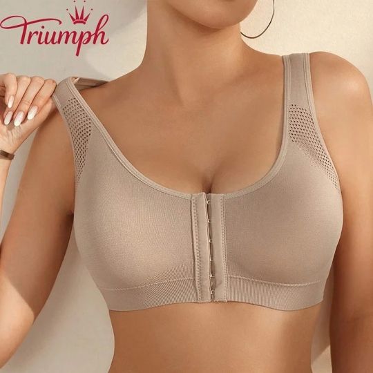 Triumph - Grudnjak s okruglim izrezom i vezanjem sprijeda, jednobojni 【75A-110E】