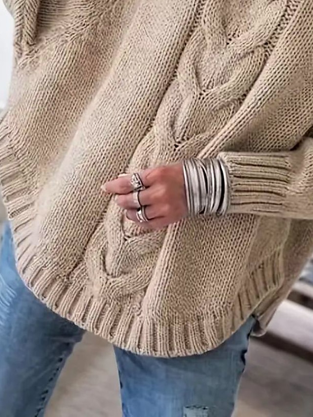 Ženski pleteni džemper s ovratnikom, moderan i ležeran, mekani dugi rukavi