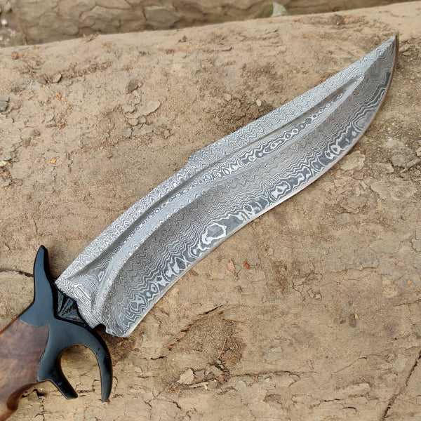 Nóż Bowie Nóż ze stali damasceńskiej Rękojeść drewniana DK-139