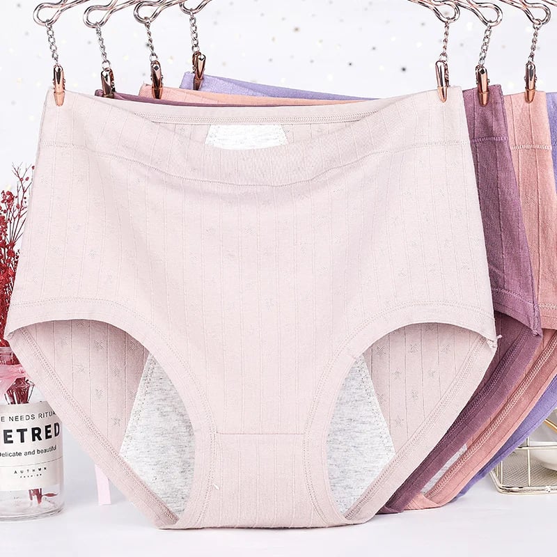 (5 komada)*🔥Pamučno antibakterijsko i nepropusno fiziološko donje rublje visokog struka plus size