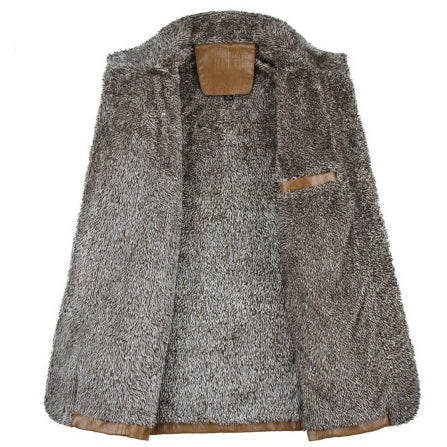 Muška zimska plišana topla kožna jakna veće veličine