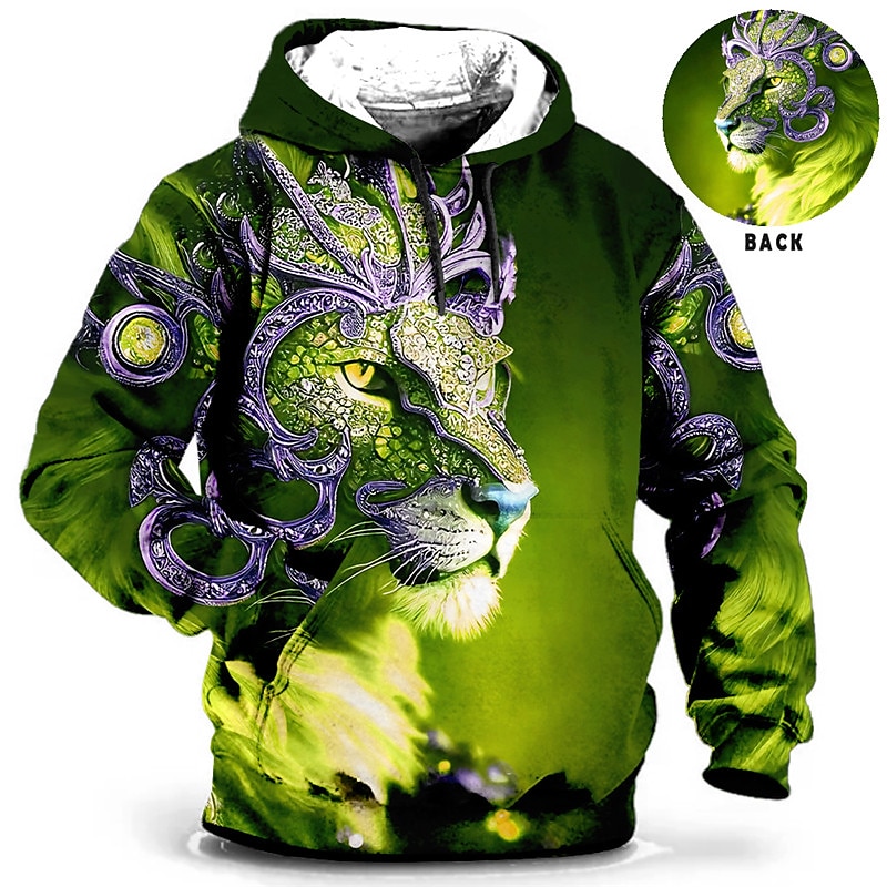 New Year Leopard King Mens Graphic Hoodie Animal Lion Prints Daily Classic Casual 3D Pullover Holiday Going Out Streetwear Hoodies Custom Red Blue Long Sleeve Hooded Birthday Cotton 2023 - US $26.99 –P3