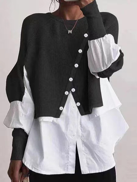 Nova pletena košulja dugih rukava s okruglim izrezom